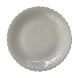 white plate with white Limoges pattern
