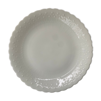 white plate with white Limoges pattern