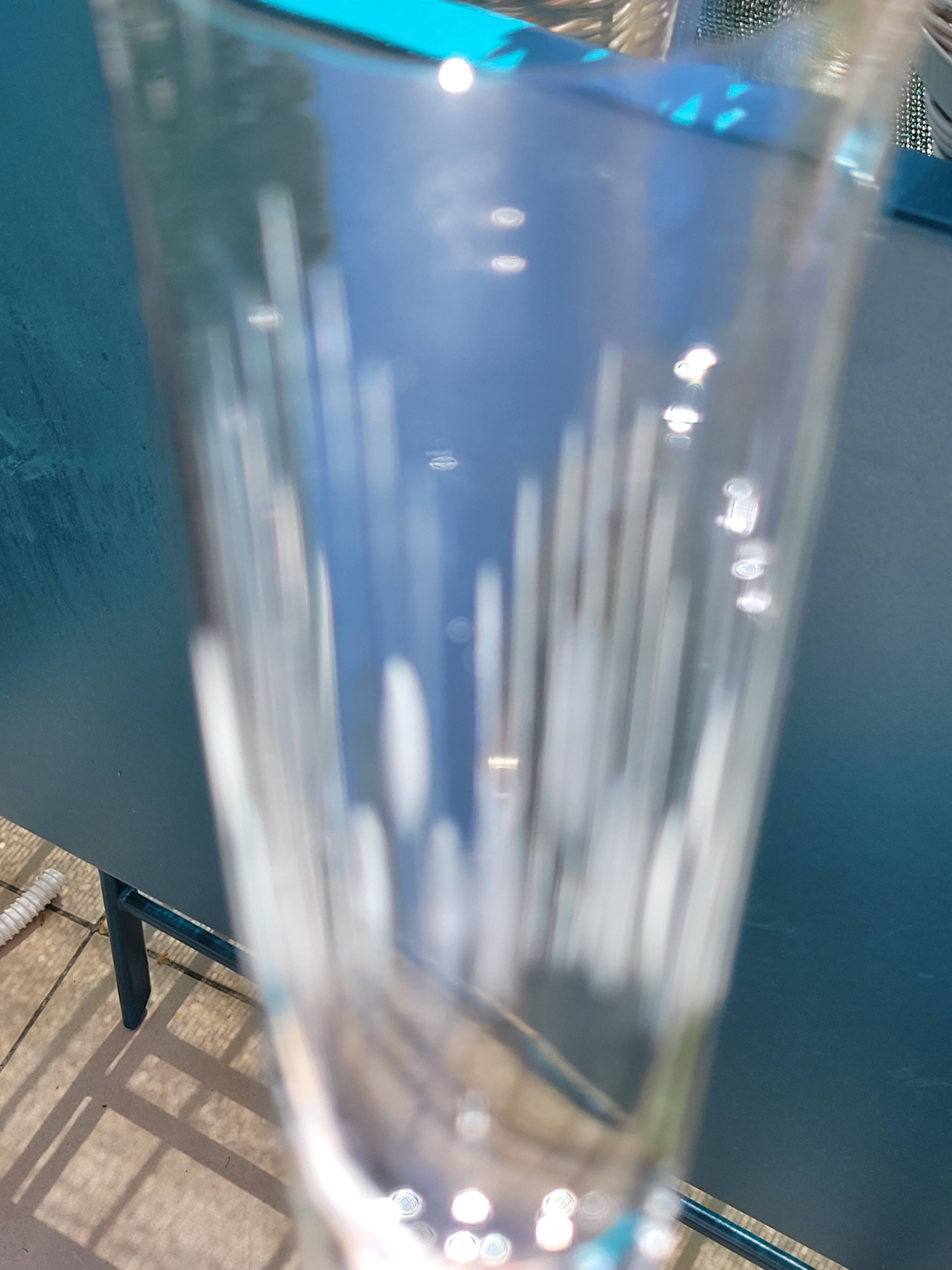 6 old cut crystal champagne flutes