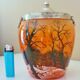 Seau, pot à biscuits ancien, verre soufflé, émaillé, ateliers Legras, art nouveau