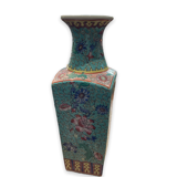 Vase Balustre Chinese Base Square Background Turquoise Background