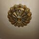 70s round ceiling light in pressed molded glass