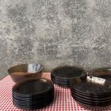 Set of smoked glass tableware 70s