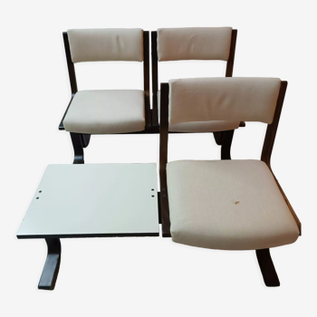 Chaises avec table sur poutre vintage années 80