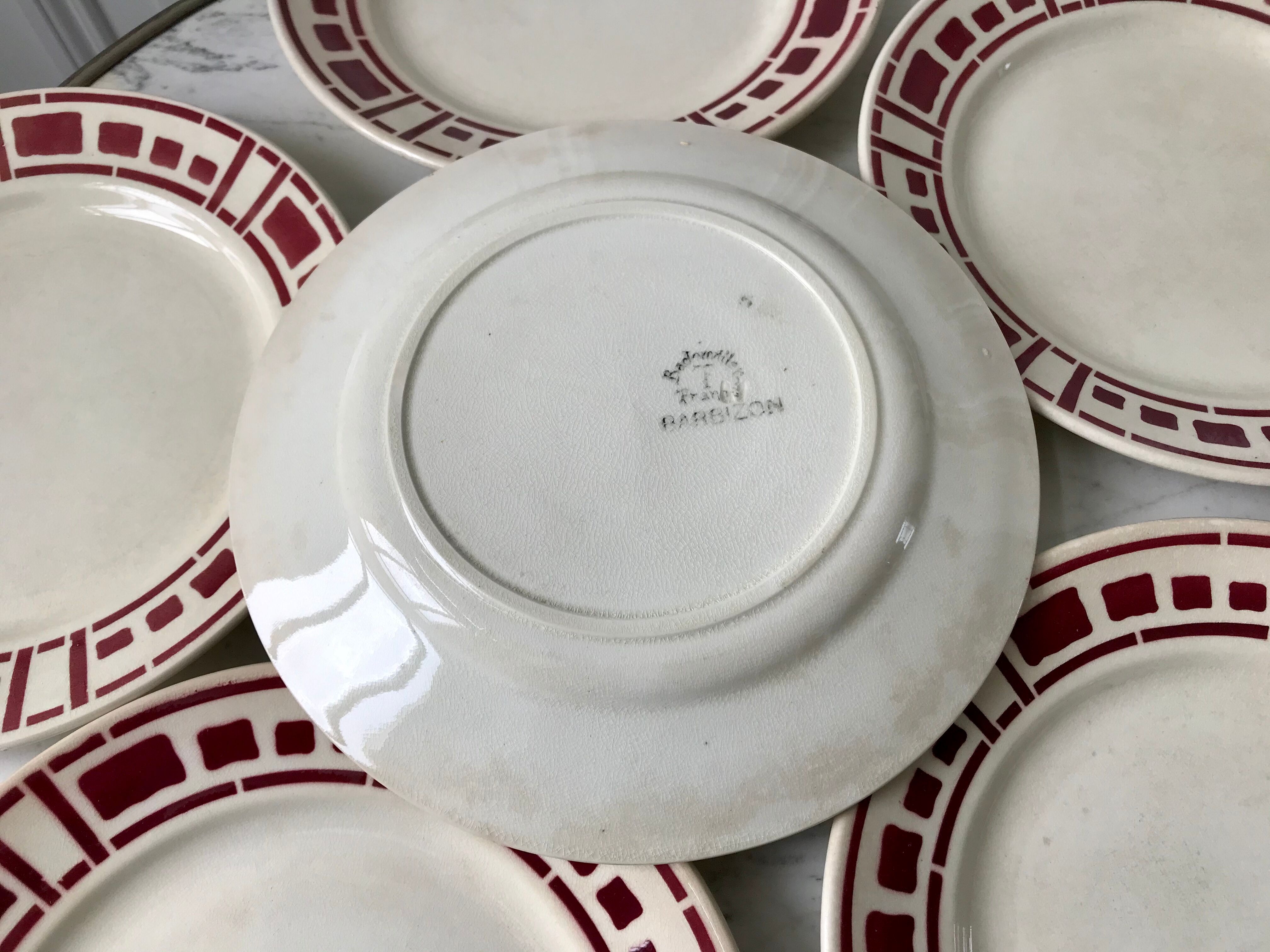 Set of 6 flat plates Badonviller model "Barbizon" 30s