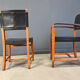 Vintage Spanish leather and wood dining chairs, set of 6 - 1970s