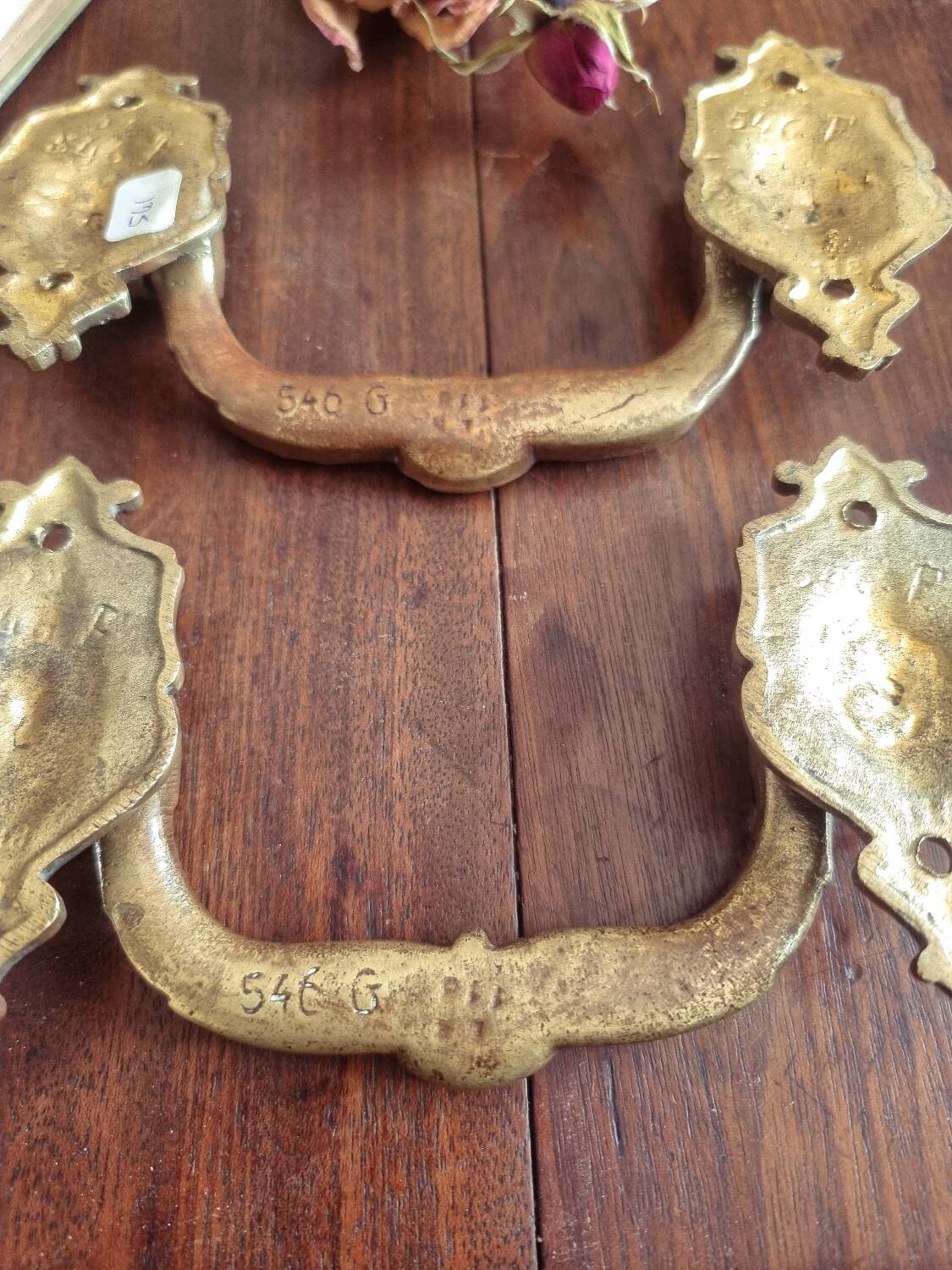 Pair of Louis XV style handles, bronze