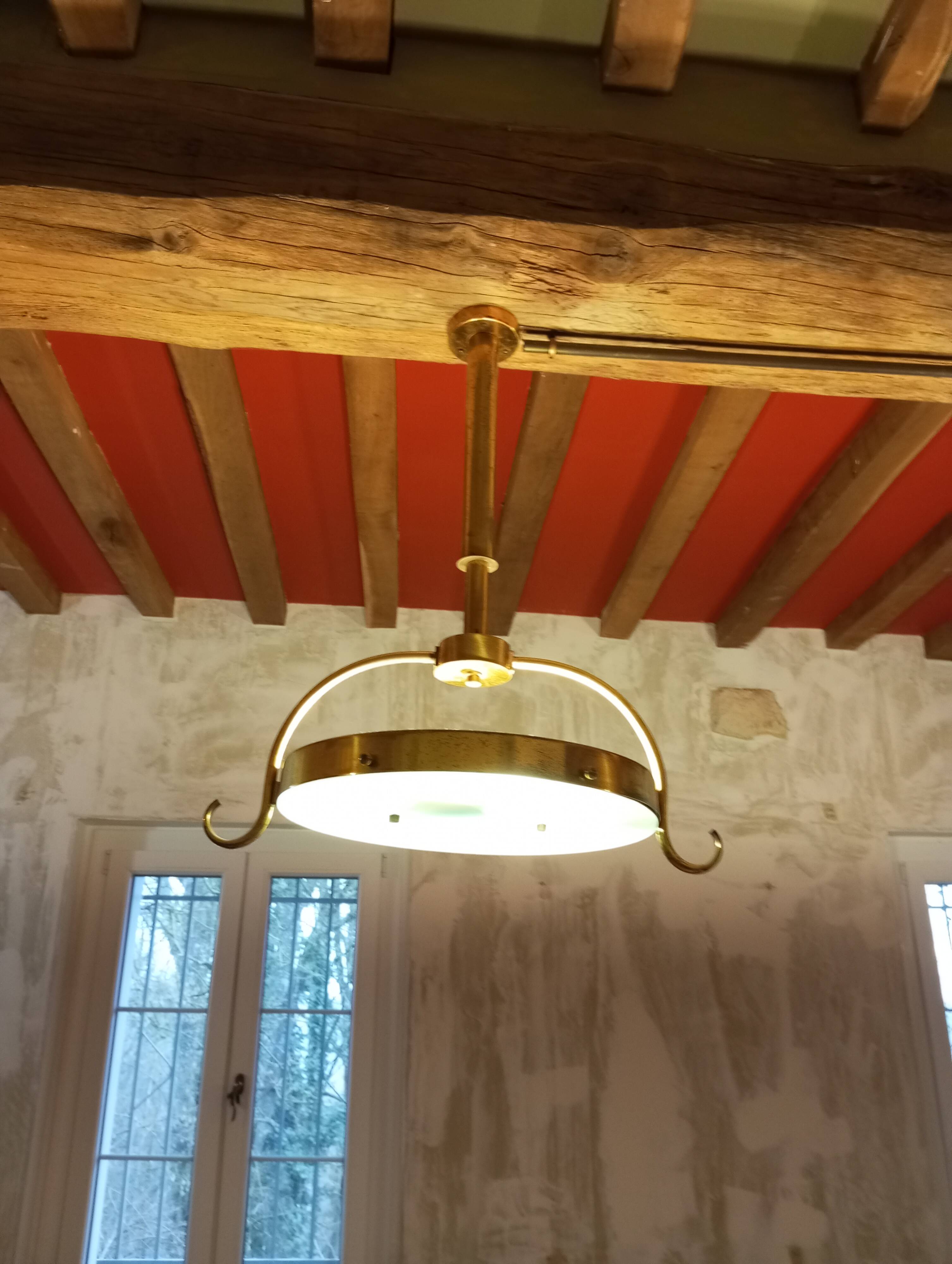 2 gold metal chandeliers