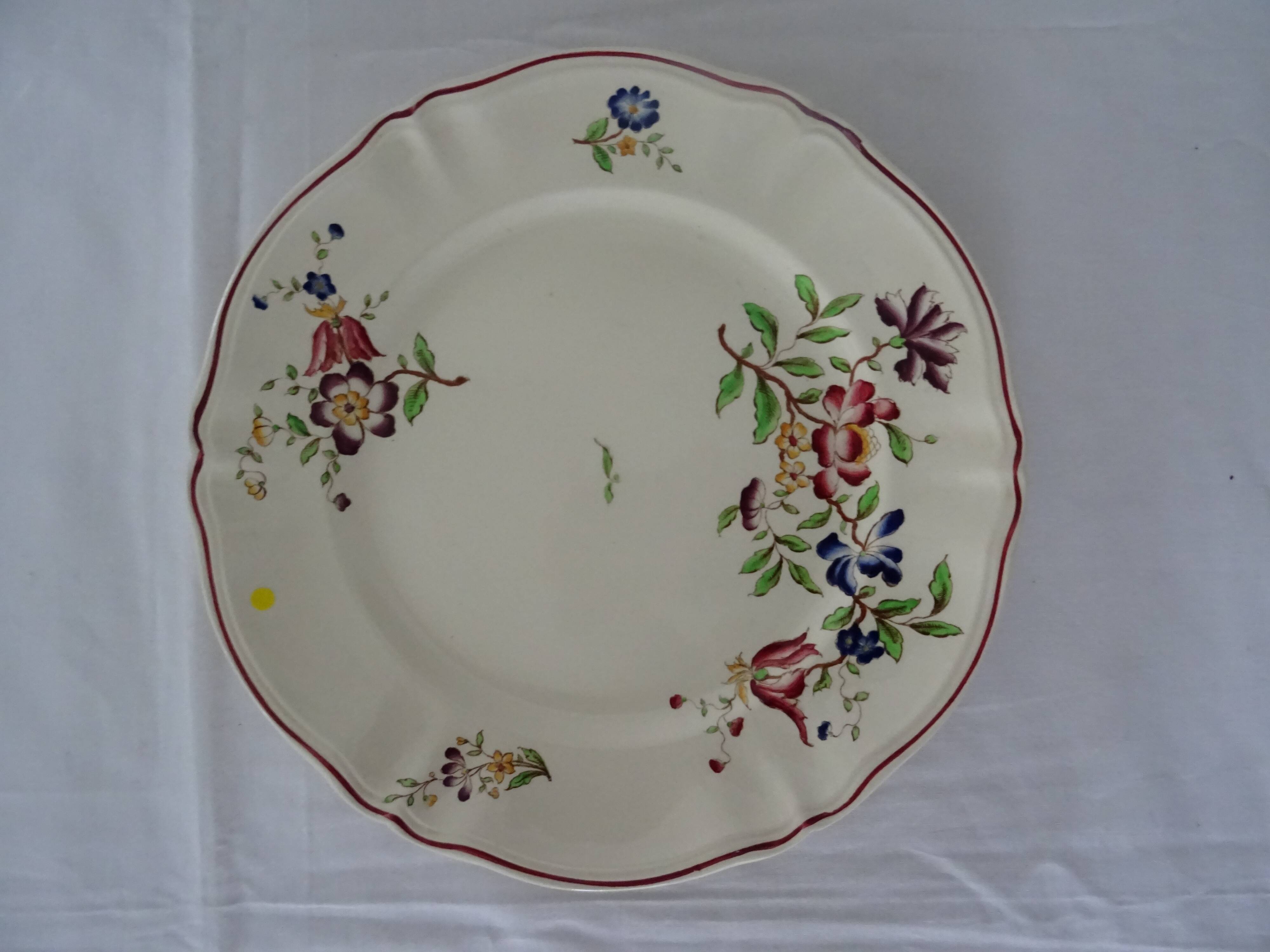 Large dish Sarreguemines 513112 faience old flowers STRASBOURG