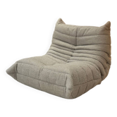 Ligne Roset Togo armchair by Michel Ducaroy in mocha, taupe, and beige bouclette
