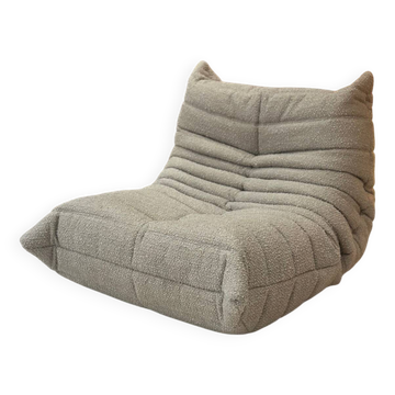 Chauffeuse Togo Ligne Roset par Michel Ducaroy bouclette moka taupe beige