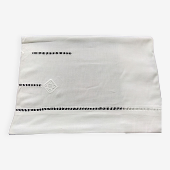 White cotton sheet with stitching and embroidery