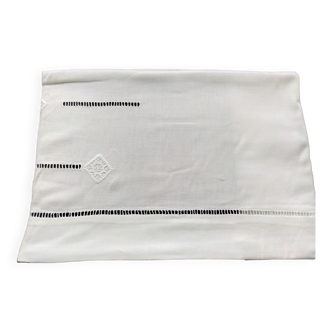 White cotton sheet with stitching and embroidery