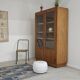 Armoire d'école vitrée en chêne 1960