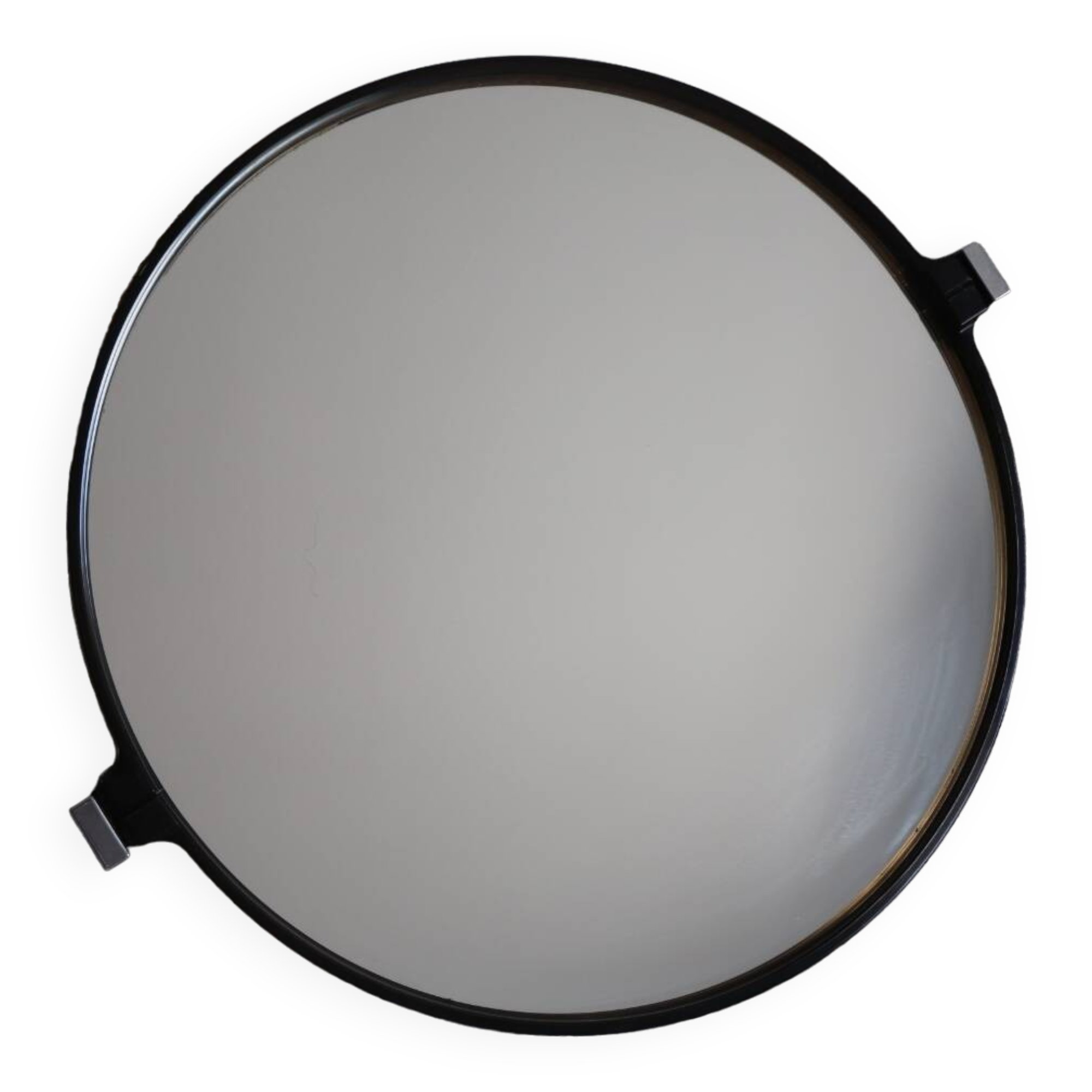 Vintage Smoked Plastic Round Wall Mirror