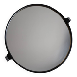 Vintage Smoked Plastic Round Wall Mirror
