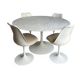 Knoll round table (marble) and 4 vintage chairs - 1970s