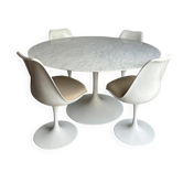 Ensemble Table ronde Knoll (marbre) et 4 chaises vintage - Années 70