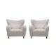 Late 20th Century White Wool and Solid Wood Pair of Armchairs, Norway