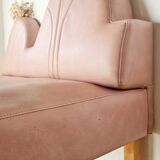 Pink faux leather bistro bench for 3 people
