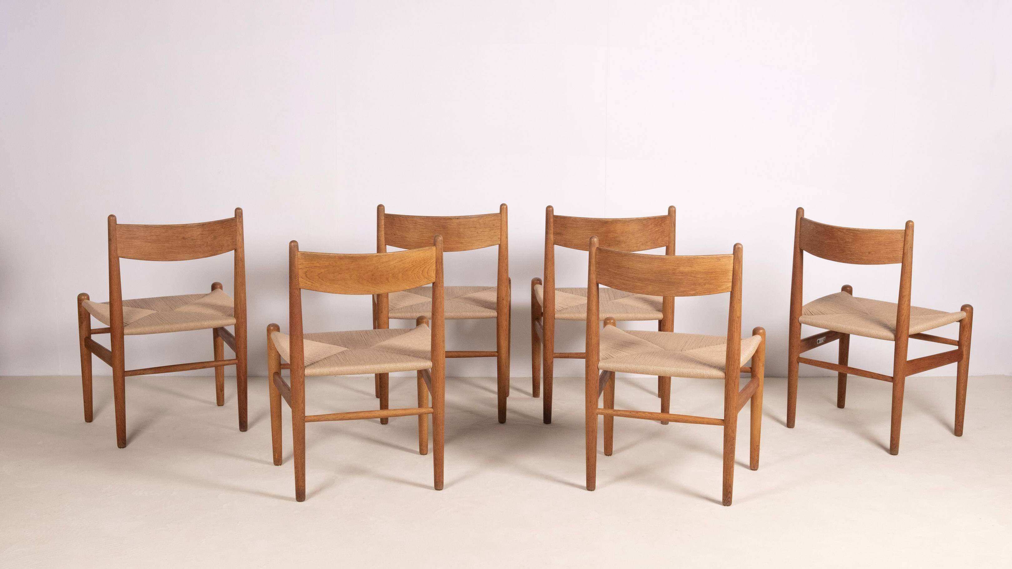 6x Hans J. Wegner Dining Chair CH36 in Oak, 1970s Denmark