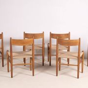 6x Hans J. Wegner Dining Chair CH36 in Oak, 1970s Denmark