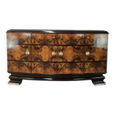 Buffet milanais Art Déco des années 1940 en racine de bruyère et miroir.