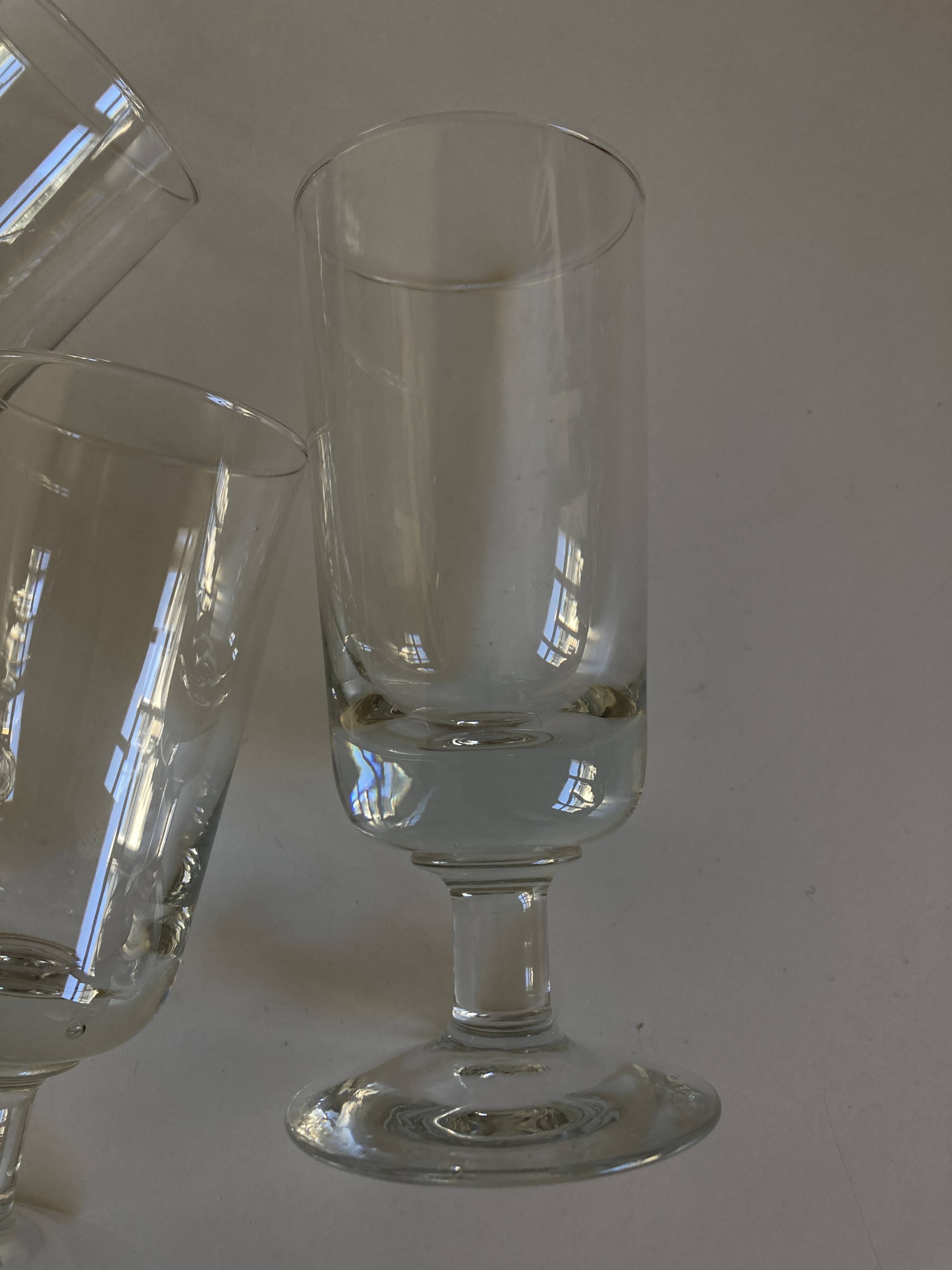 Set of 9 modernist half crystal water wine roller glasses 1960
