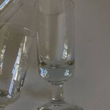 Set of 9 modernist half crystal water wine roller glasses 1960