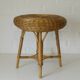 Vintage Rustic Stool / Ottoman Footstool / Mid Century Wicker Bench 1960's