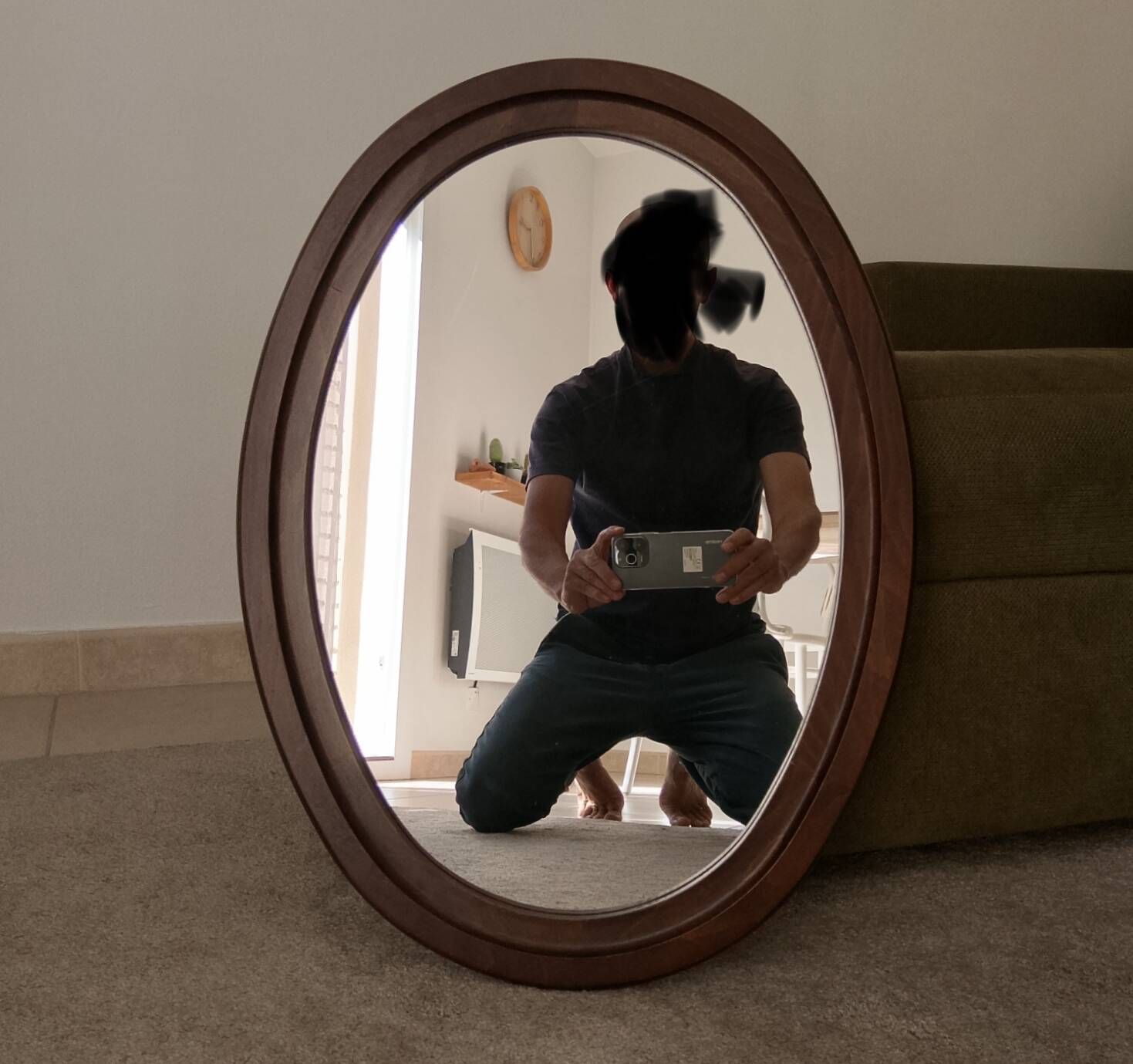 Miroir ovale vintage de style scandinave années 80/90