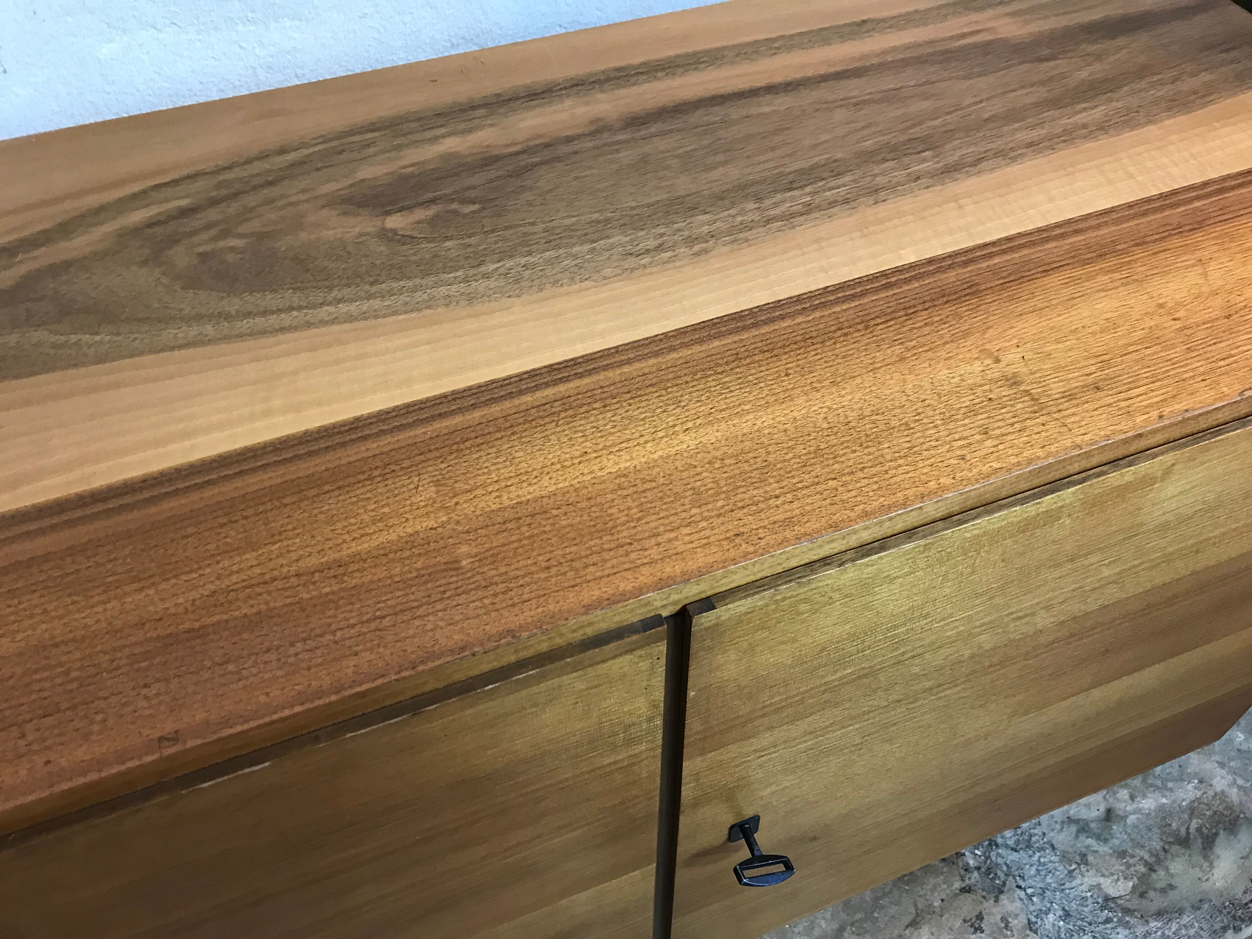 Buffet Box storage cabinet vintage blond walnut 1960-80's