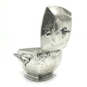 Sugar bowl, Art Nouveau, silver-plated brass, Bracia Buch, Poland, early 20th century
