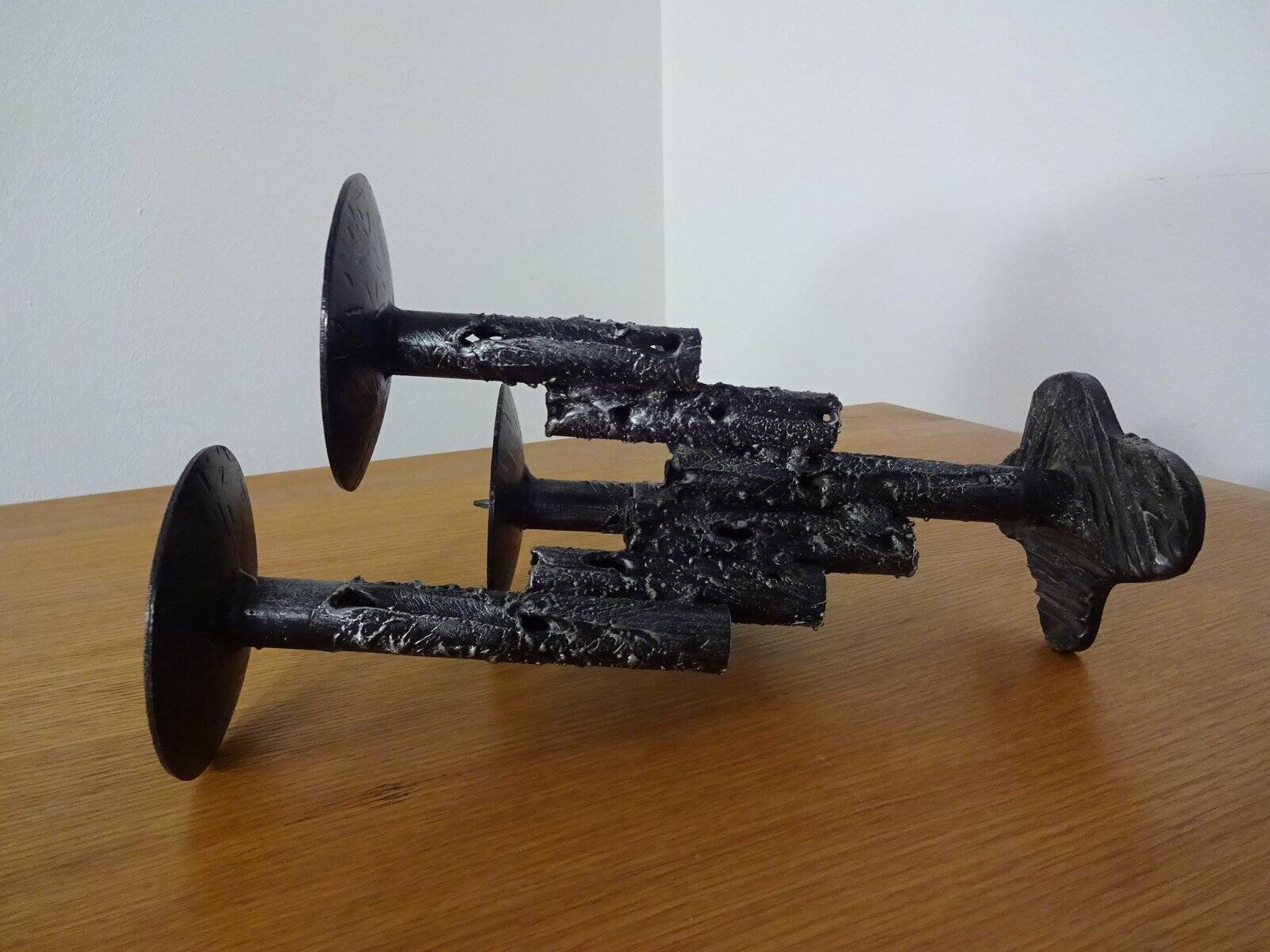 Brutalist Iron Candleholder, 1960s