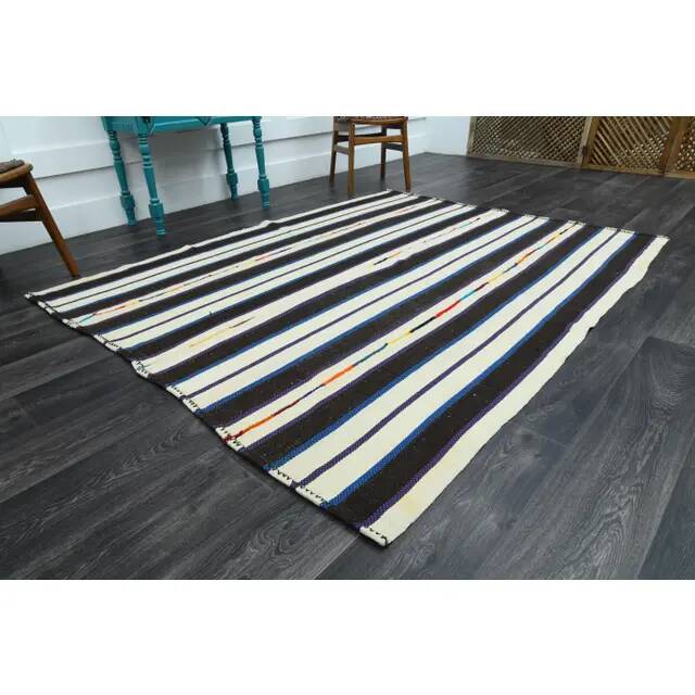 1970s Vintage Turkish Oushak Handmade Wool Cotton Beige Area Rug 178x222