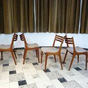 Set of 4 Scandinavian Modern teak dining chairs, Denmark 1960s
