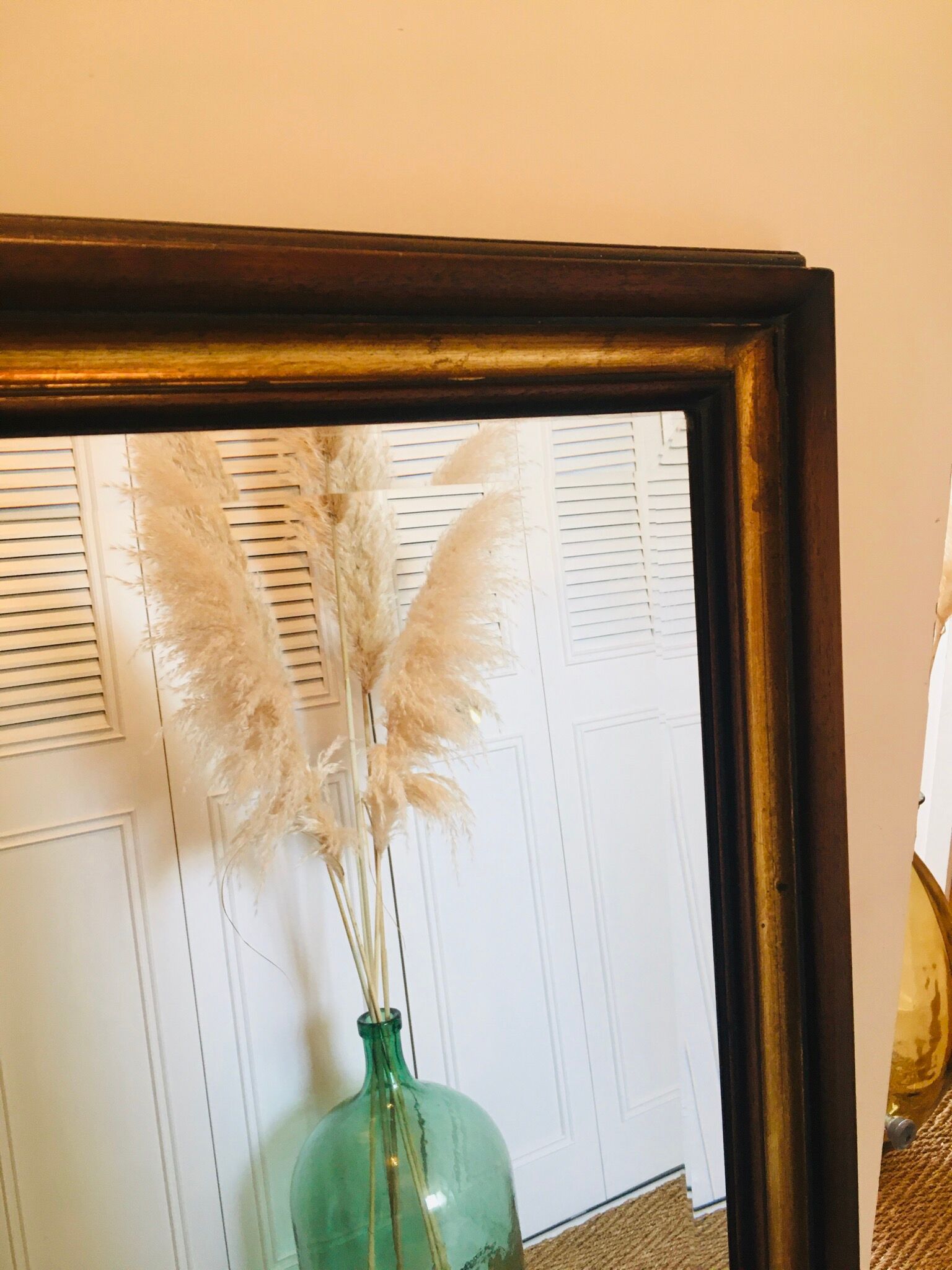 Bevelled mirror with solid wood frame and gilding  80 cm X 60 cm