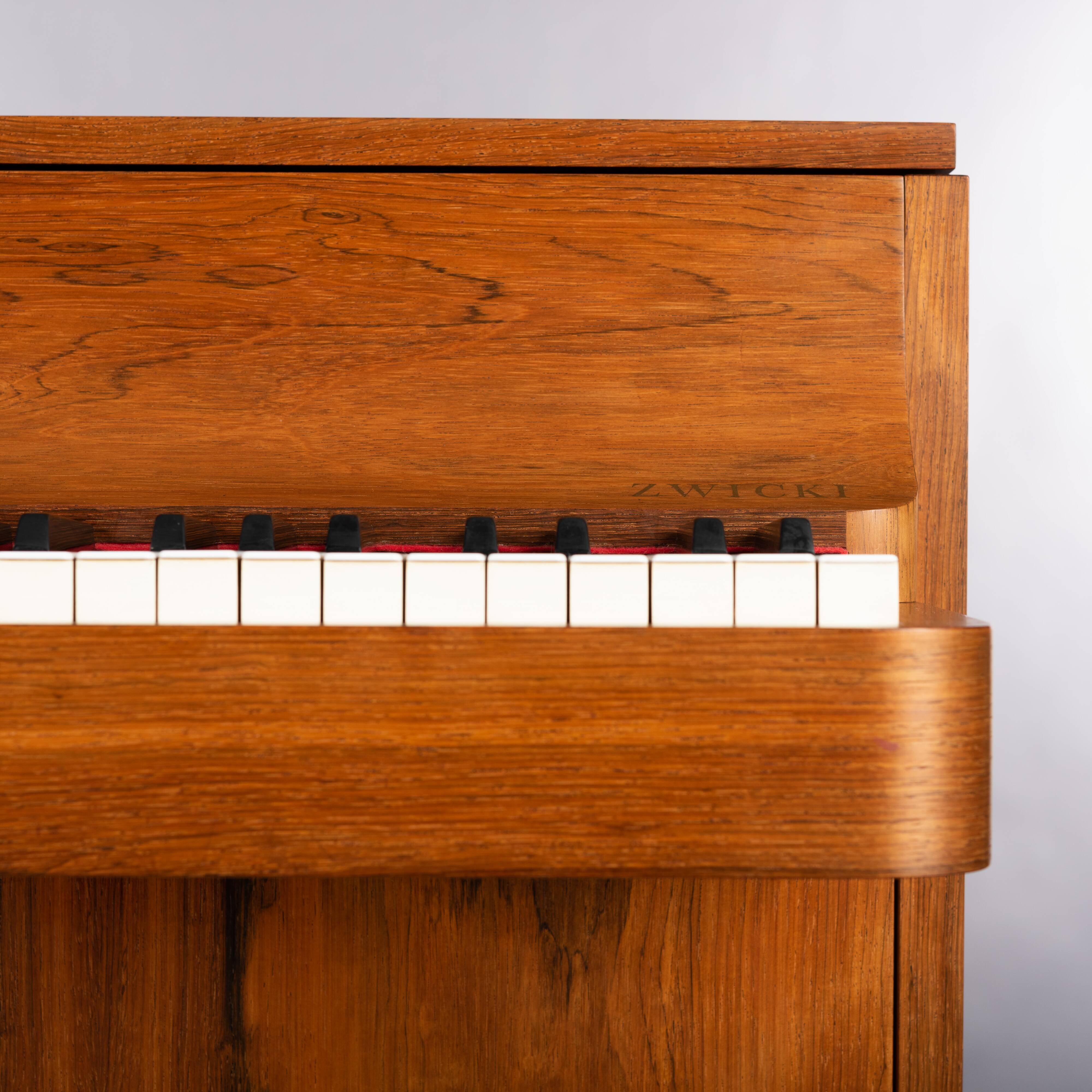 Danish mid-century modern hardwood pianette Bij Louis Zwicki, 1960s