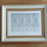 Architectural pencil drawing of the woodwork of the Rouen Cathedral Chapel