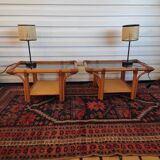 Pair of rattan bedside tables