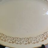 Plat oval ancien Digoin Sarreguemines véritable opaque - contour doré
