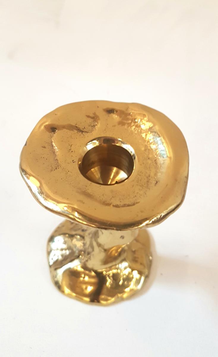 Pair of massive bronze brutalist candlesticks 1980