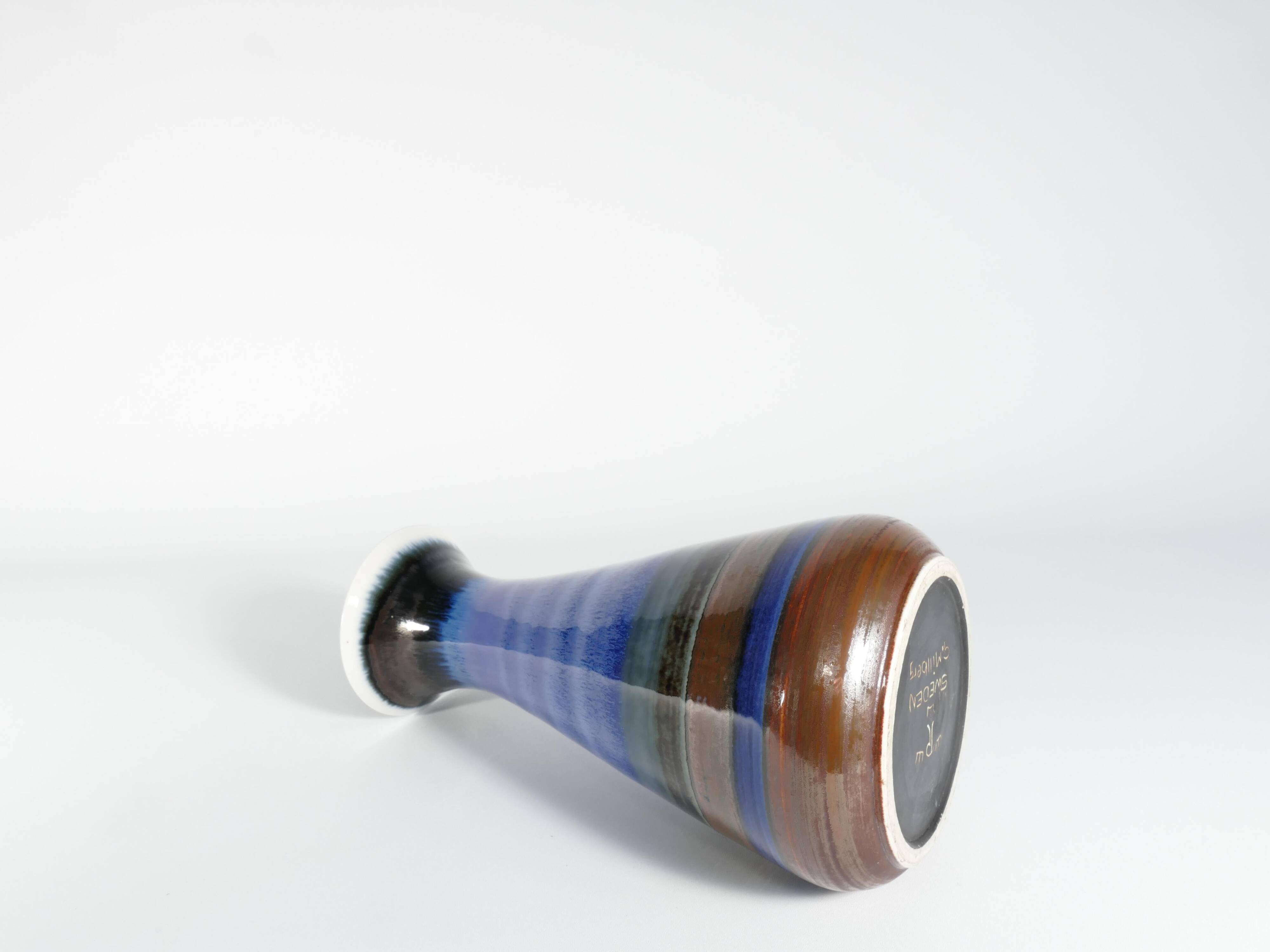 Large Polychrome Stoneware Vase by Gösta Millberg, Rörstrand, Sweden, 1960s