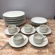 Old service pullivuyt 14 plates and 5 cups vintage white ceramic