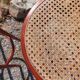 3 wooden bar stools with caning