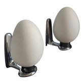 Pair of opline and vintage chromed metal ouf sconces