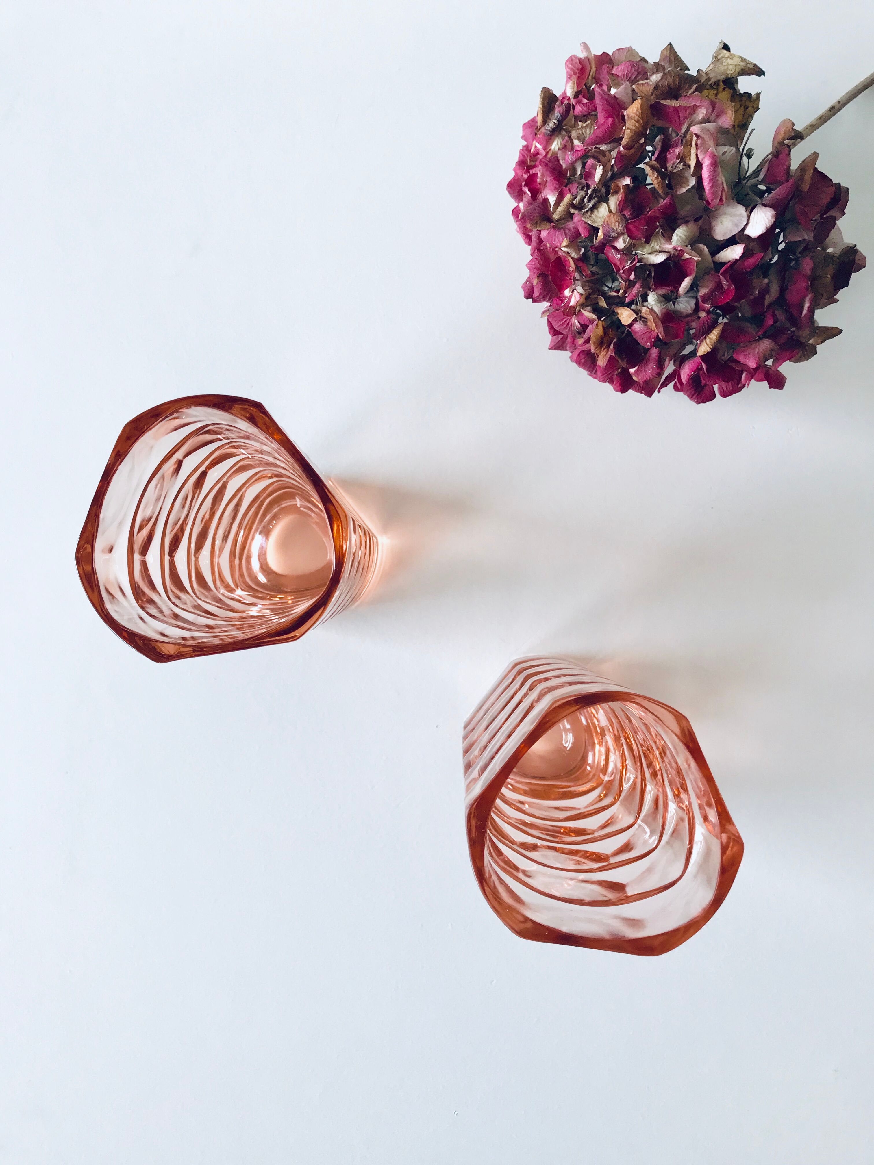 Pair of pink glass vases
