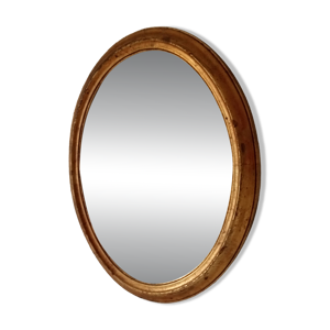 miroir ovale ancien en - bois