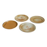 Set of 4 vintage stoneware plates, including 2 with floral motifs