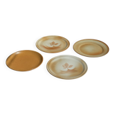 4 assiettes dépareillées en grès vintage